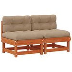 vidaXL Sofa de jardin milieu Pin massif Brun Ciré