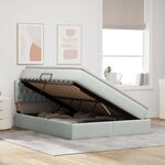 vidaXL Lit de Rangement avec matelas Gris clair 140 x 200 cm Velours