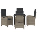 vidaXL Ensemble de salle à manger de jardin 5 pièces avec coussins en rattan poly gris