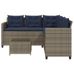 vidaXL Canapé de jardin avec table et coussins en forme de L gris