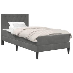 vidaXL Cadre de lit avec matelas Gris foncé 90 x 190 cm Velours