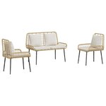 vidaXL Ensemble de salle à manger pour jardin 3 Pièces Marron Noir Crème