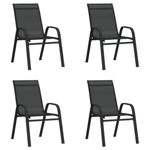 vidaXL Chaises empilables de jardin lot de 4 Noir Tissu textilène