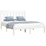 vidaXL Cadre de lit sans matelas blanc 135x190 cm bois massif