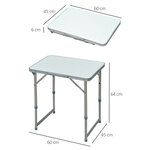 Table pliante table de camping table de jardin hauteur réglable aluminium MDF blanc