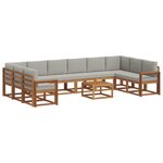 vidaXL Ensemble de canapés d'extérieur 11 Pièces Gris Naturel et Clair