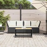 vidaXL Canapé de jardin avec coussins Noir Résine tressée