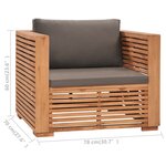vidaXL Fauteuil de jardin avec coussins gris foncé Bois de teck solide