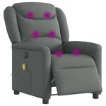 vidaXL Fauteuil inclinable de massage électrique gris foncé tissu