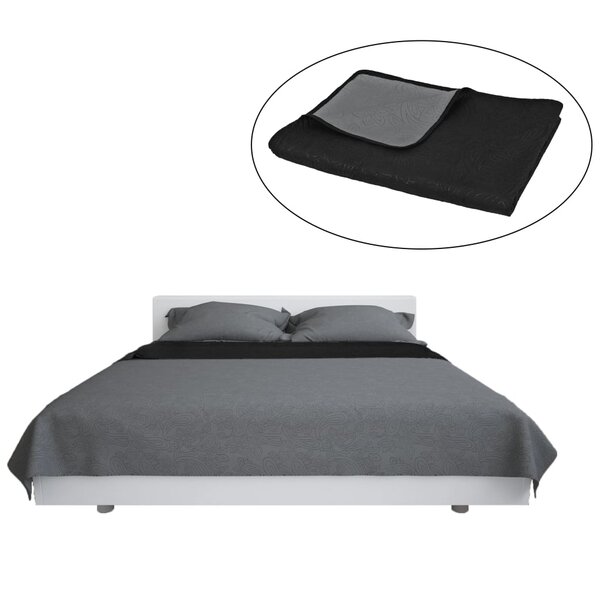 vidaXL Couvre-lit à double face matelassé 230 x 260 cm Gris et noir