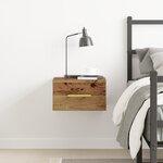 Table de chevet murale en bois ancien 35x35x20 cm