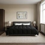 vidaXL Duvet d'été simple Matelassé Noir 240 x 260 cm Microfibre