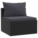 vidaXL Salon de jardin 7 Pièces avec coussins Résine tressée Noir
