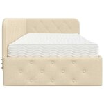 vidaXL Cadre de lit d'angle avec matelas Crème 100 x 200 cm tissu