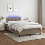 vidaXL Sommier à lattes de lit matelas et LED taupe 120x190 cm tissu
