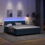 vidaXL Lit à ressorts avec matelas avec LED Bleu 180 x 200 cm tissu