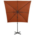 vidaXL Parasol déporté avec mât et lumières LED Terre cuite 250 cm