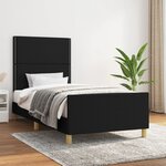 vidaXL Cadre de lit avec tête de lit Noir 100x200 cm Tissu