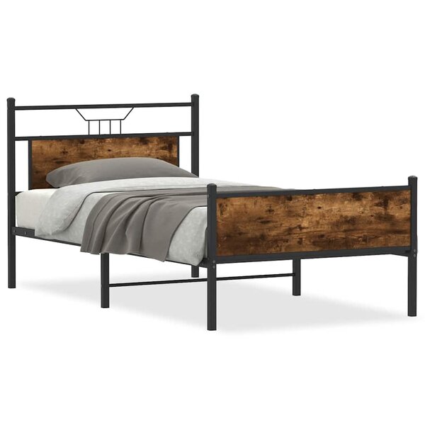 vidaXL Cadre de lit sans matelas chêne fumé 100x190 cm bois ingénierie