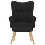 vidaXL Chaise de relaxation avec repose-pied Noir Tissu