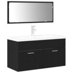 vidaXL Ensemble de meubles de salle de bain 3 Pièces Chêne noir