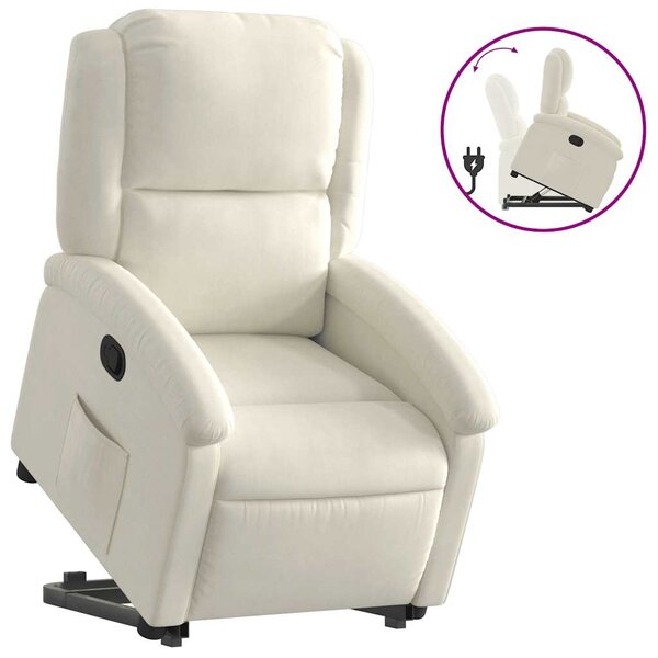 vidaXL Fauteuil inclinable Crème Velours