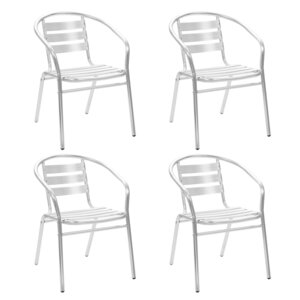 vidaXL Chaises empilables d'extérieur 4 Pièces Aluminium