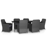 vidaXL Ensemble à manger de jardin avec coussins 7 Pièces Noir