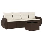 vidaXL Salon de jardin avec coussins 5 Pièces marron résine tressée