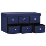 Banc banquette de rangement pliable 76 x 38 x 38 cm faux lin bleu 02_0010816