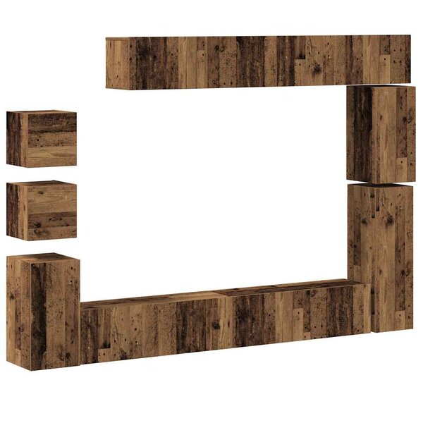 vidaXL Ensemble de meuble TV mural 9 Pièces vieux bois bois d'ingénierie