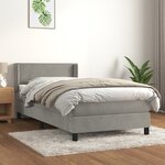 vidaXL Sommier à lattes de lit et matelas Gris clair 90x190 cm Velours