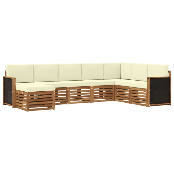 vidaXL Ensemble de canapés d'extérieur 6 pc Naturel et Crème