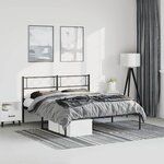 vidaXL Cadre de lit métal sans matelas avec tête de lit noir 135x190cm