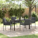 vidaXL Ensemble de salle à manger pour jardin 5 Pièces Noir Poly rotin