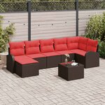 vidaXL Ensemble de Canapés 8 Pièces Marron et rouge polyrotin