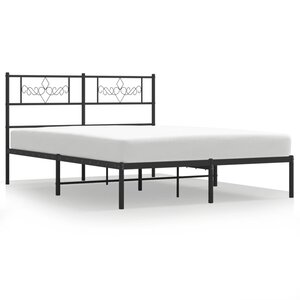 vidaXL Cadre de lit métal sans matelas avec tête de lit noir 140x190cm