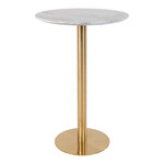 Table de bar plateau aspect marbre et base laiton Ø 70 x 105 cm