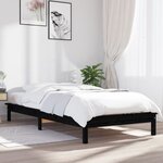 vidaXL Cadre de lit Noir 100x200 cm Bois de pin massif