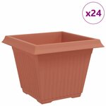 vidaXL Pot de Fleurs Carré 24 Pièces Rouge brique 43 x 43 x 33 5 cm