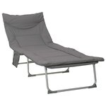 vidaXL Transat pliant avec coussin 2 Pièces Anthracite