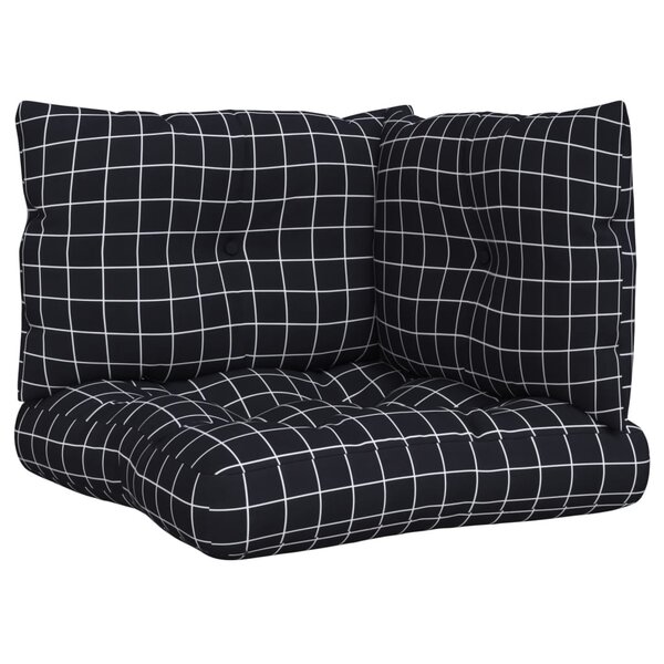 vidaXL Coussins de palette lot de 3 motif à carreaux noir tissu Oxford