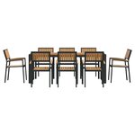 vidaXL Ensemble de salle à manger pour jardin 9 Pièces Noir et marron