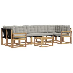 vidaXL Ensemble de canapés d'extérieur 8 Pièces Blanc et gris clair