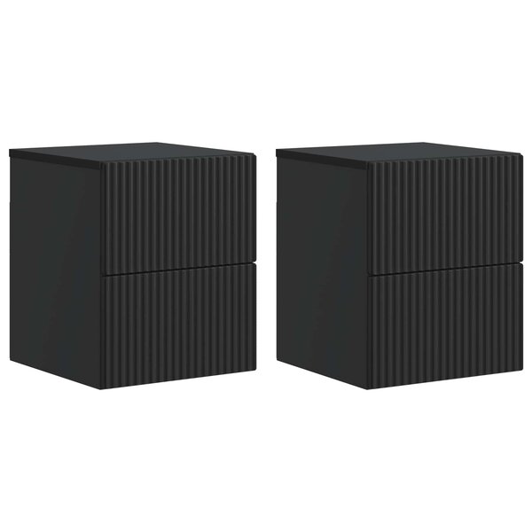 vidaXL Cabinet de chevet mural 2 Pièces Noir 33 x 34 5 x 40 cm