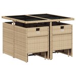 vidaXL Ensemble à manger de jardin et coussins 9 Pièces beige Poly rotin