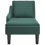 vidaXL Fauteuil long et coussin et accoudoir droit vert foncé velours