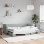 vidaXL Lit de jour avec lit gigogne gris clair 80x200 cm velours