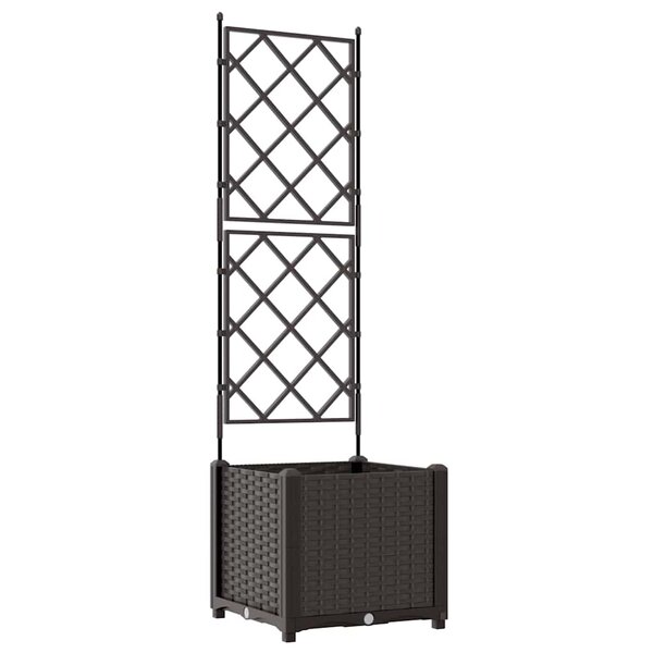 vidaXL Bac à fleurs avec Treillis Marron 40 x 40 x 143 cm PP
