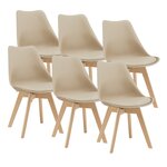 Lot de 6 chaises de salle à manger similicuir hêtre beige 03_0006777